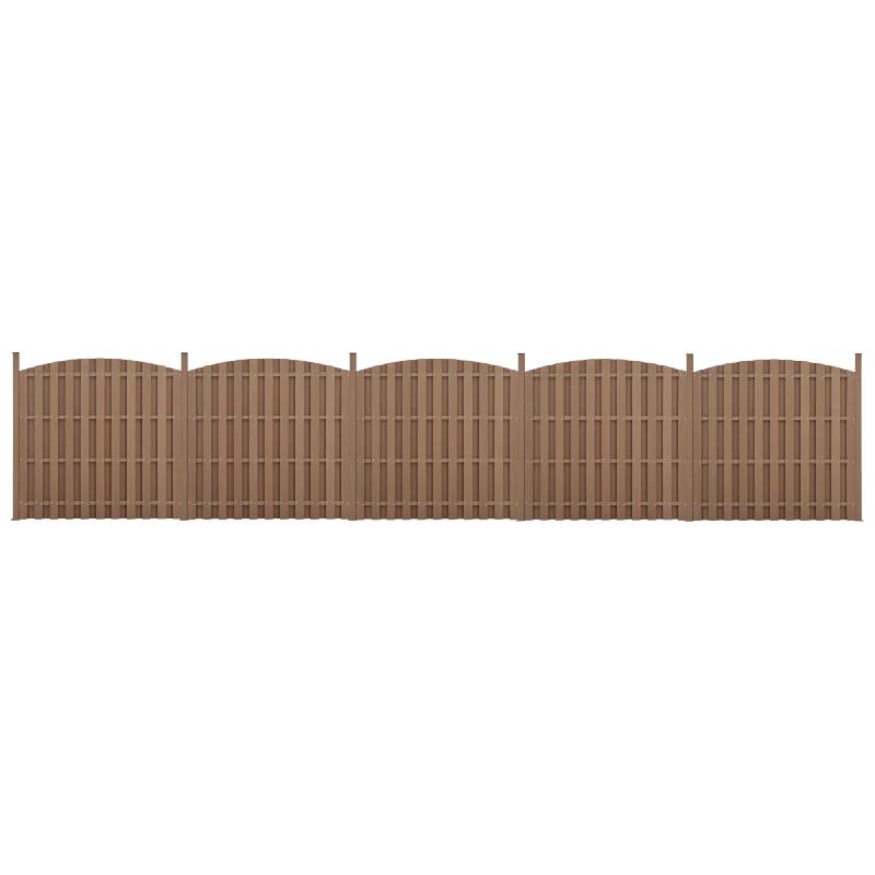 5 PIÈCES DE CLÔTURE BARRIÈRE BRISE VUE BRISE VENT BOIS COMPOSITE WPC DEMI-CERCLE ARRONDI BRUN 185 X 932 CM 03_0006596_0