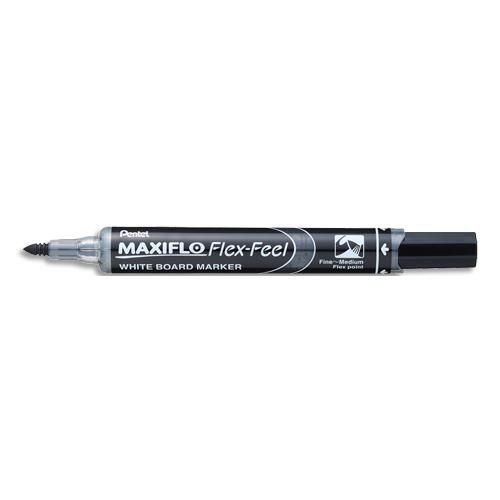 Pentel Marqueur Tableaux Blanc Effaçable à Sec Maxiflo Flex Feel Pointe Ogive Moyenne Noir 6624