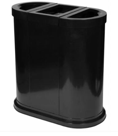 Station de Tri Sélectif 3 Flux 150L (2x40L+70L) « ELEGANCE » - Acier Noir - Durable et Résistant_0