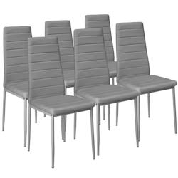 Tectake Lot de 6 chaises avec surpiqûre - gris -401851 - gris matière synthétique 401851_0