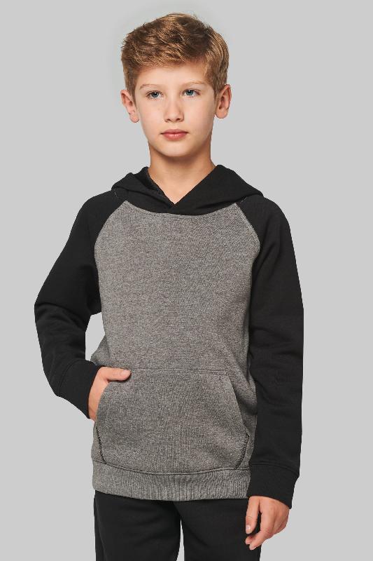 Sweat-shirt capuche bicolore enfant -  Réf: PA370_0