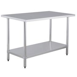 METRO Professional Table de travail GWT3127, acier inoxydable, 120x70x88 cm, pieds anti-corrosion réglables en hauteur, avec étagère de base, argen_0