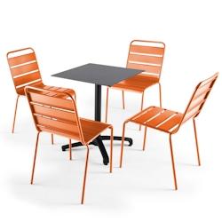 Oviala Business Ensemble table de jardin stratifié ardoise gris et 4 chaises orange - Oviala - orange métal 108208_0