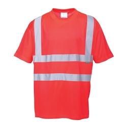 Portwest - Tee-shirt manches courtes en maille nid d'abeilles HV Rouge Taille L - L rouge polyester 5036108201174_0