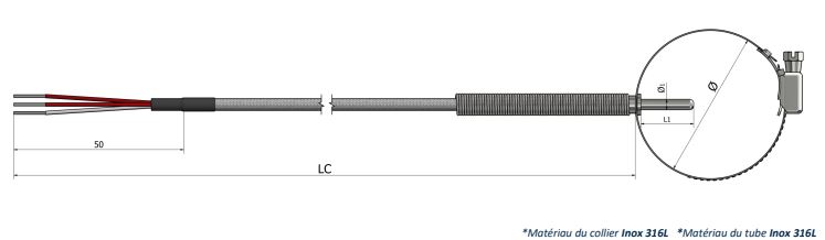 Sonde à résistance de surface Collier de serrage (Type 3) - PS43_0