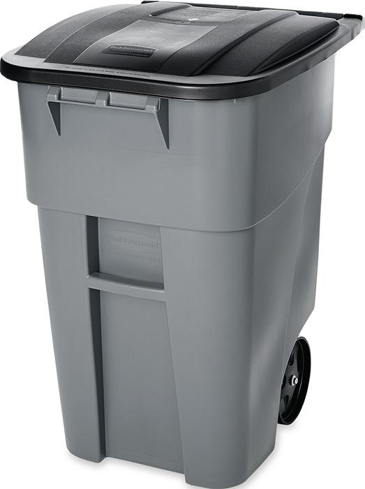 Conteneur polyvalent H1005xl610xP765mm gris 189 l couleur du couvercle noir avec roulettes RUBBERMAID_0