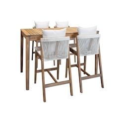 Now's Home - Ensemble De Jardin Table Haute+4chaises De Bar En Acacia /coussin  Jidji - 3256390251431_0