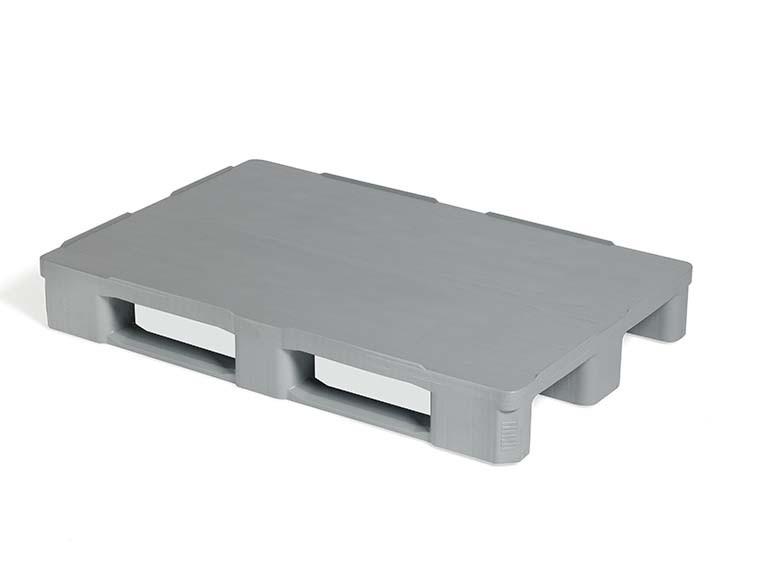 Palette plastique hygiène PEHD vierge 3 semelles + rebords 1200 x 800 x 160 Gris - Réf : PAL136PH1208000_0