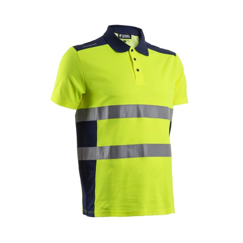 Polo manches courtes - OKI - 55% CO/45% PES UPF 35+ 150g/m2 - Jaune HV/Marine - COVERGUARD | 5OKI160_0