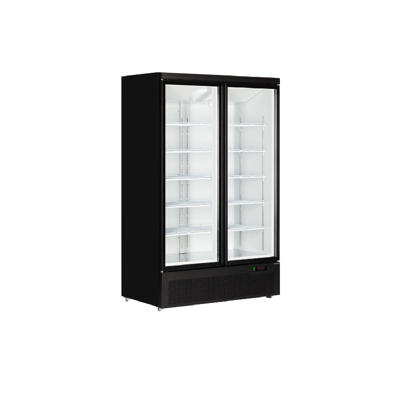 Vitrine ventilée positive 809 Litres, 12 niveaux, 2 portes vitrées battantes, sur roulettes, noire, 460 W, 220 V - MONO_0