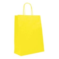 Déstockage // Sac papier poignées torsadées jaune 18+8x24 cm - Vendu par 400 - 3760365401108_0