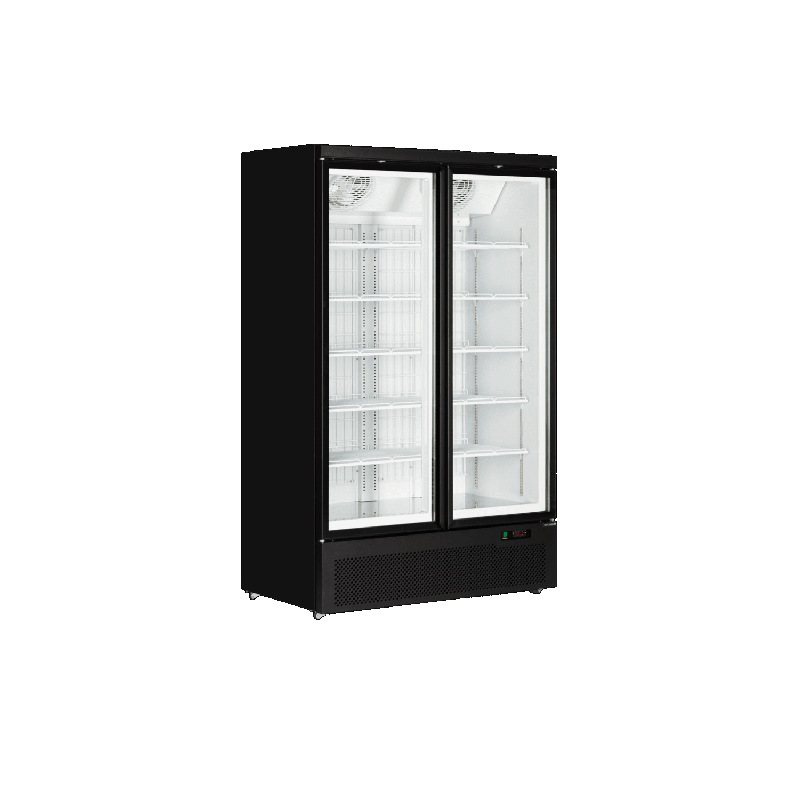 Vitrine négative 702 Litres, 12 niveaux, 2 portes vitrées battantes, sur roulettes, noire, 1205 W, 220 V - MONO_0