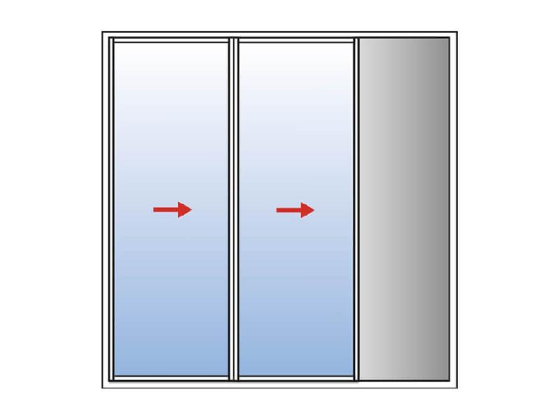 Baie Vitrée Coulissante à Galandage en Aluminium 2 Vantaux KAWNEER Refoulement Meme Coté (droit) Birail Sur Mesure Référence: Galandage Alu 2 vtx sens droit_0