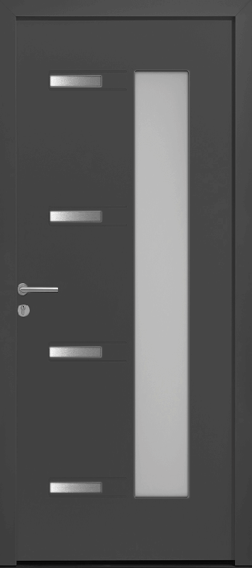 Porte d'Entrée Aluminium 80 Dormelle Design Vitrage Rectangle Sur Mesure Référence: Porte Alu 80 Dormelle_0