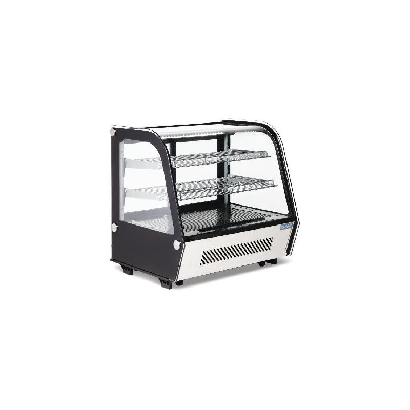 Vitrine inox de comptoir ventilée positive 120 Litres, 3 niveaux, noire, 160 W, 220 V - MONO_0