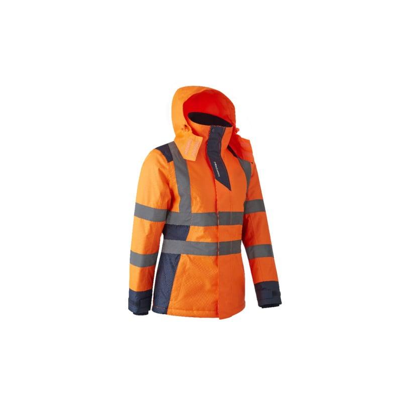 Parka femme - HORA - 300D Oxford 100% PES enduit PU + Matelassage 160g/m2 - Orange HV/Marine - COVERGUARD | 5HOR170_0