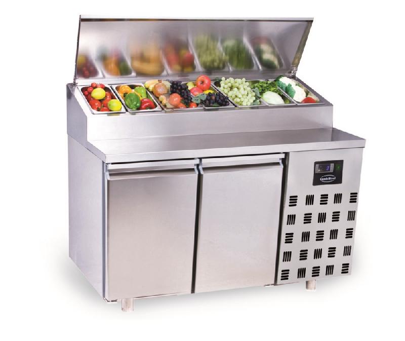 Saladette table de préparation réfrigérée inox 2 portes 7x 1/3gn pro line - 7489.5140_0