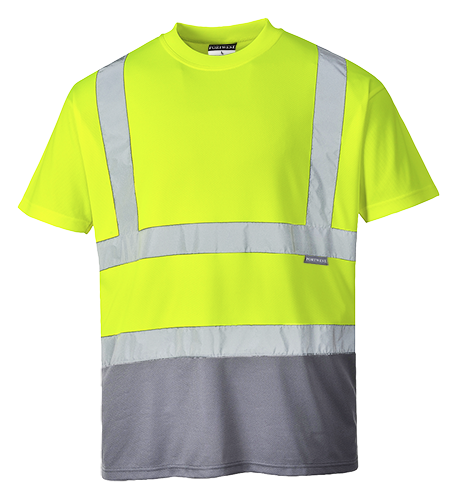 T-shirt bicolore jaune gris s378, l_0