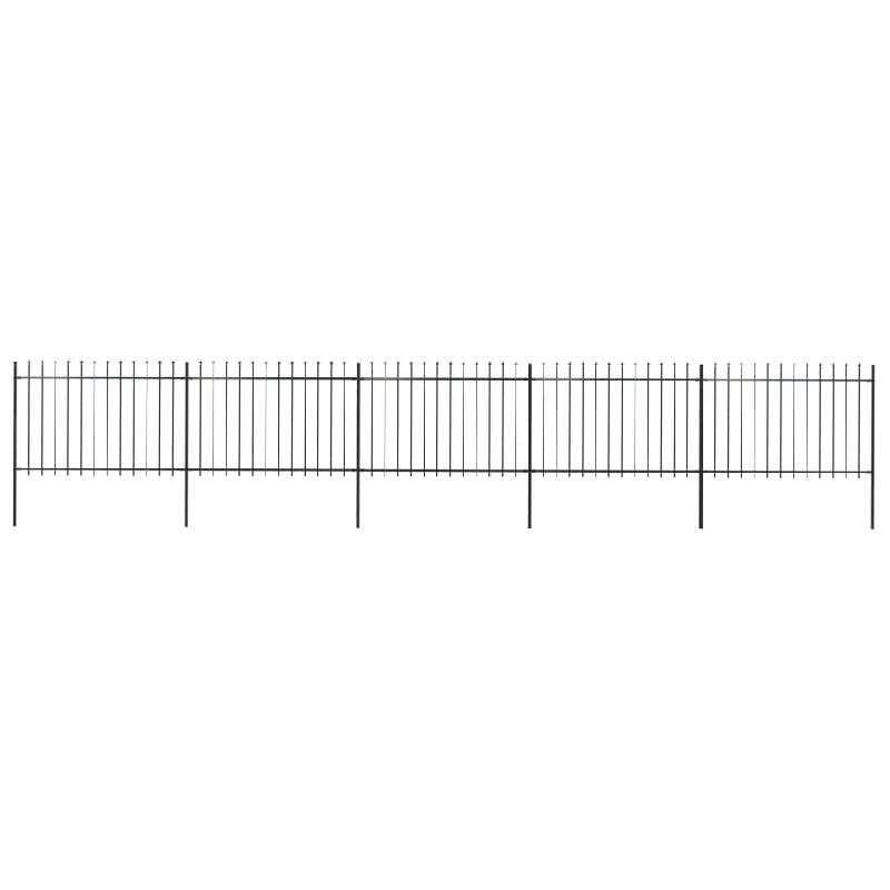Vidaxl clôture de jardin avec dessus en lance acier 8,5 x 1,2 m noir 277624_0