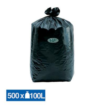 Sacs poubelle déchets courants NF Fléxitène noirs 100 L, lot de 500_0