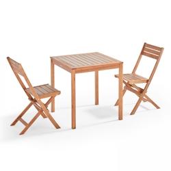 Oviala Business Table et 2 chaises pliantes en bois d'eucalyptus - Oviala - marron Bois massif 106567_0
