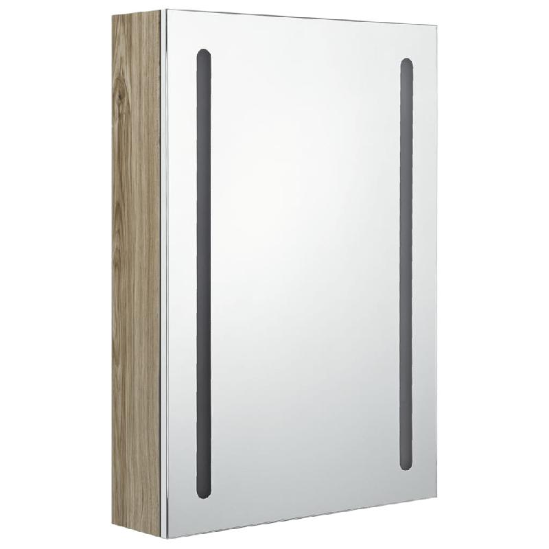 ARMOIRE DE SALLE DE BAIN À MIROIR LED BLANC 50 X 13 X 70CM CHÊNE 02_0006585_0