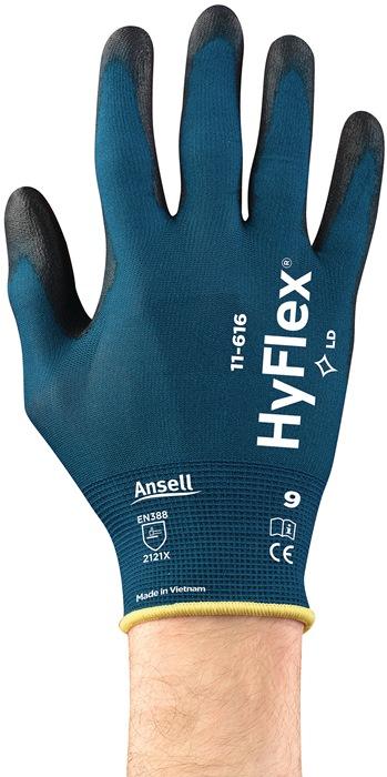 Gant HyFlex® 11-616 taille 10 bleu vert/noir EN 388:2016 catégorie EPI II nylon avec polyuréthane 12 paire ANSELL_0