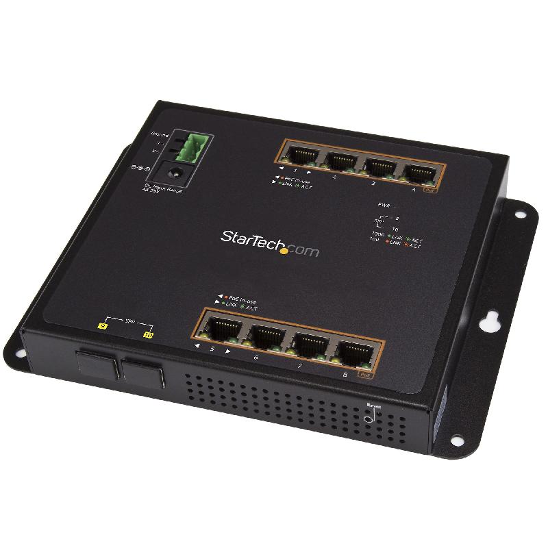 StarTech.Com Switch Gigabit Ethernet géré à 8 ports PoE+ avec 2 connexions SFP - Fixation murale et accès en façade_0