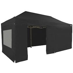 FRANCE BARNUMS Tente pliante PRO 4x8m pack fenêtres - 6 murs - ALU 55mm/PVC 580g Norme M2 - noir - FRANCE-BARNUMS - noir métal 264F_0