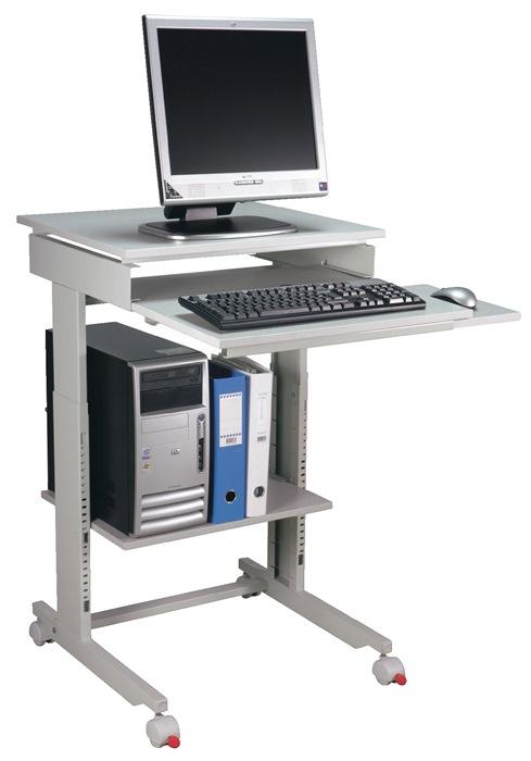 Table de travail pour PC H720-1100xl600xP500 mm gris clair, RAL 7035 mobile_0