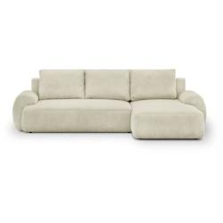 Canapé d'angle droit convertible 3 places MILO - Velours côtelés beige - Coffre de rangement - L 264 x H 84 x P 99/145 cm AUCUNE - 3666749587874_0