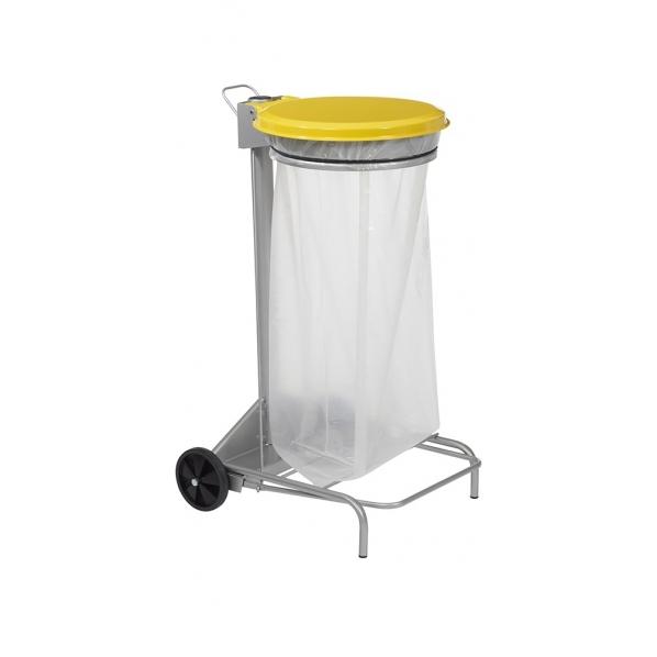 Support mobile à sac poubelle 110 litres - Collecroule Gris métal / Jaune_0