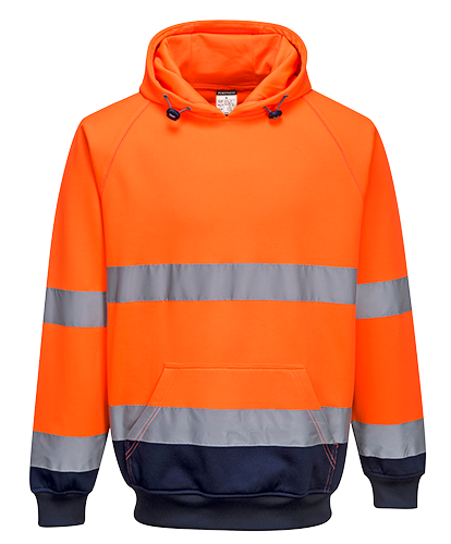 Sweat shirt a  capuche bicolore orange marine b316, m_0