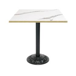 Restootab - Table style bistrot 70x70cm marbre blanc chants laiton - blanc TB-VRS-7070M-MB.BLA-LAI_0