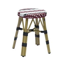 METRO PROFESSIONAL Tabouret Bistro empilable, aluminium / rotin PE,  Ø 45 x 47 cm, rouge - rouge multi-matériau 4337255239784_0