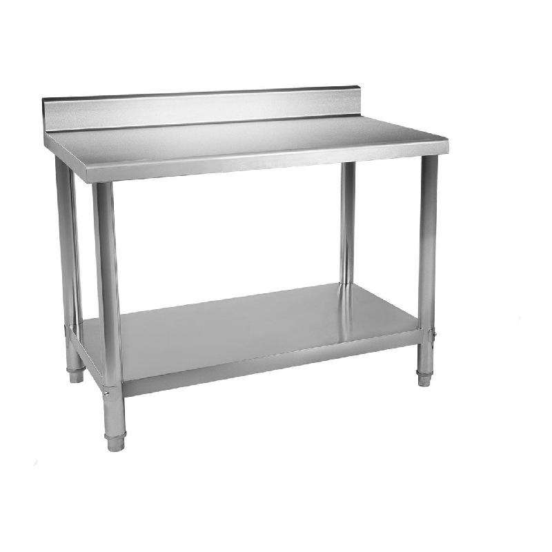 TABLE DE TRAVAIL INOX PROFESSIONNEL CUISINE AVEC DOSSERET 100 X 60 CM CAPACITÉ DE 114 KG 14_0003693_0