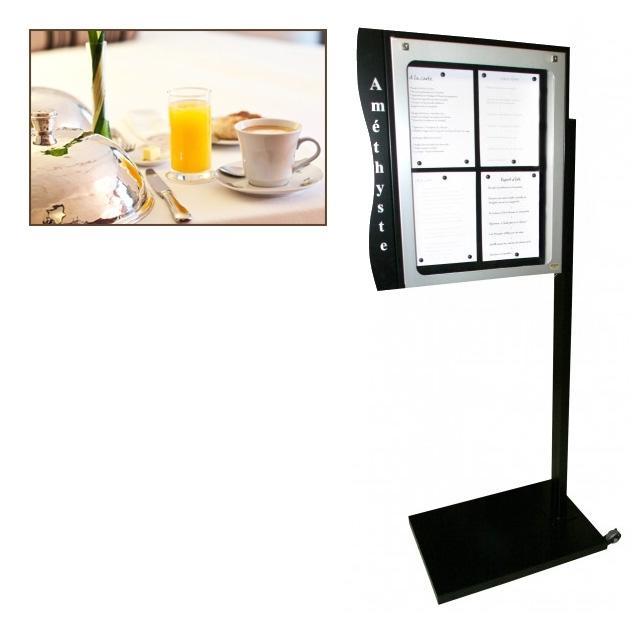 Porte menu exterieur sur pied double face lumineux cevennes jurine_0