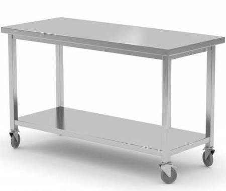 Table en inox avec étagère 100x60 cm avec roues_0