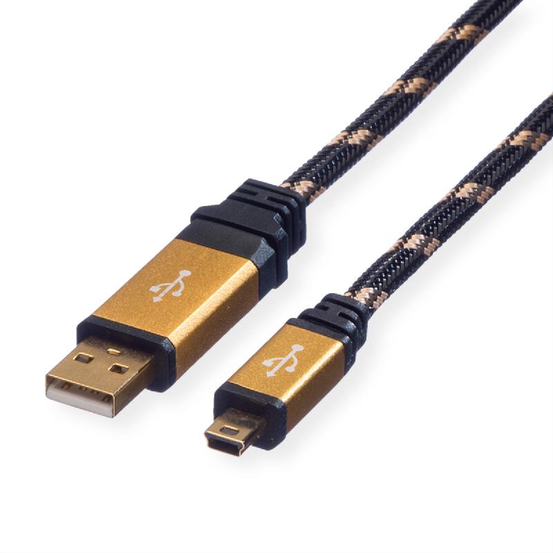 ROLINE GOLD Câble USB 2.0, type A - mini 5- broches, 0,8 m_0
