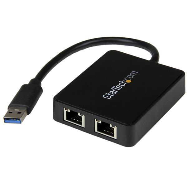 StarTech.Com Adaptateur USB 3.0 vers Ethernet Gigabit - Carte Réseau Externe USB vers 2 Ports RJ45 Ethernet_0