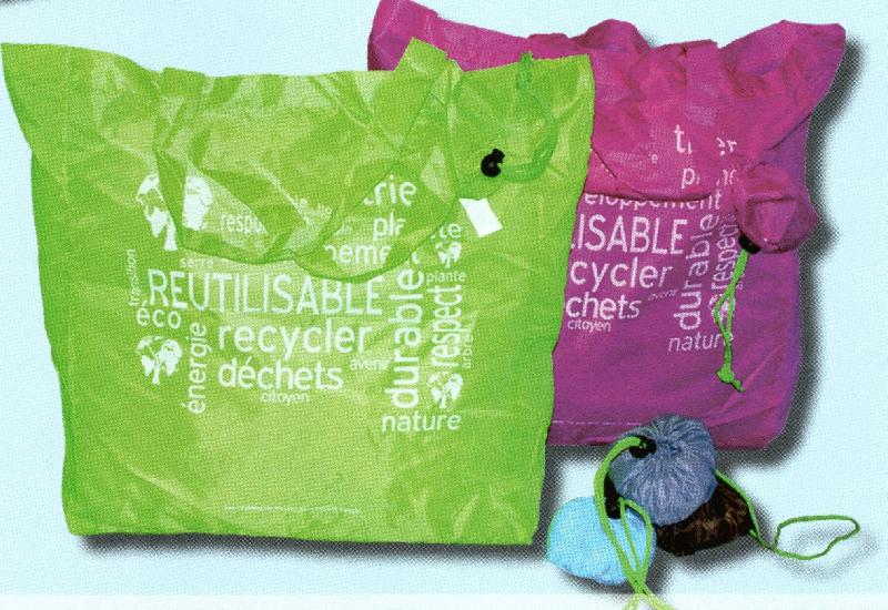 250 Sacs cabas - tote bags - réutilisables en polyester, avec pochette - SCABPSBL-EV01_0