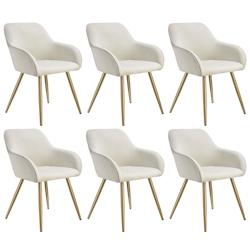 TecTake GmbH tectake Chaise Marilyn, aspect corde, rembourrée - crème/or, Lot de 6 -405422 - beige 405422_0