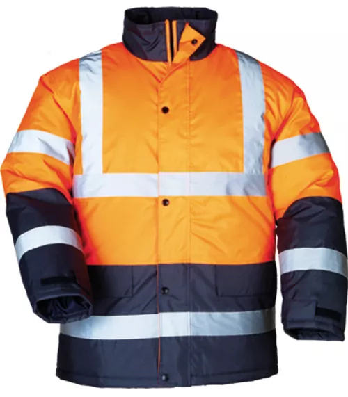 Parka - 300D Oxford 100% PES enduit PU + Matelassage 140g/m2 - Orange HV/Marine - Référence : 7ROAO_0