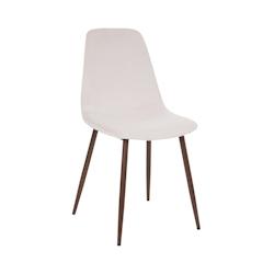 Atmosphera Chaise de table en velours Ivoire et pieds en métal - blanc 3560231650421_0