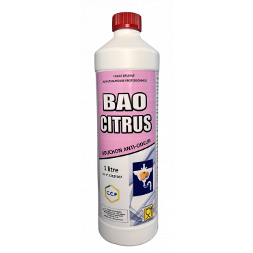 BAO CITRUS Bouchon anti-odeur - Neutralise les odeurs nauséabondes - Parfum agréable aux agrumes - Utilisation en cuisine, garages, industries agroalimentaires - Liquide sirupeux bleu_0