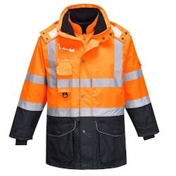 Portwest - Parka de travail 7 en 1 TRAFFIC CONTRAST HV Orange / Bleu Marine Taille L - L orange 5036108249268_0