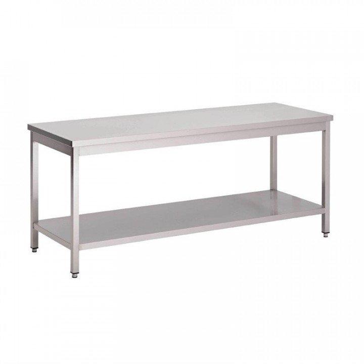 Table inox avec étagère basse (L)2000 x (P)700 x (H)890 mm, sans dosseret_0