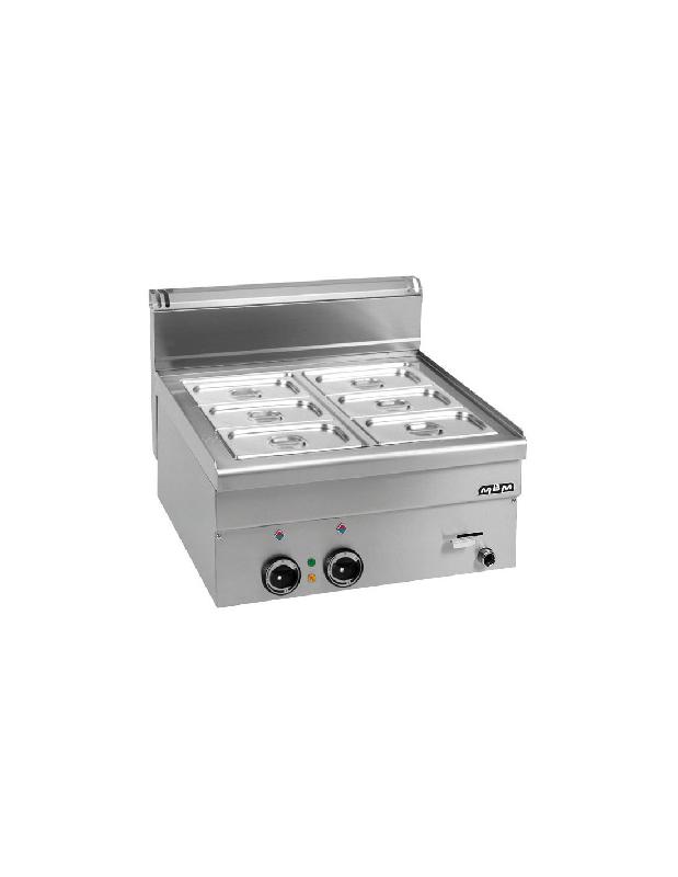 Bain marie double électrique à poser MBM - Cuves inox pour bac GN1/1 et GN1/4 - Régulation thermostatique - Fabrication en acier inoxydable - Thermostat de sécurité pour chaque cuve - Voyants lumineux de contrôle_0