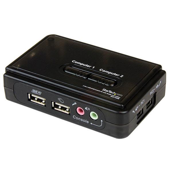 StarTech.Com Kit commutateur KVM USB VGA à 2 ports avec audio et câbles - Switch KVM - Noir_0