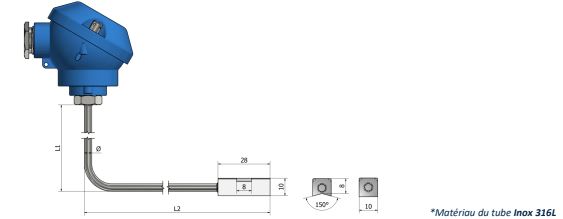 Thermocouple avec tête de raccordement Bloc de contact (montage en surface) - TH25_0
